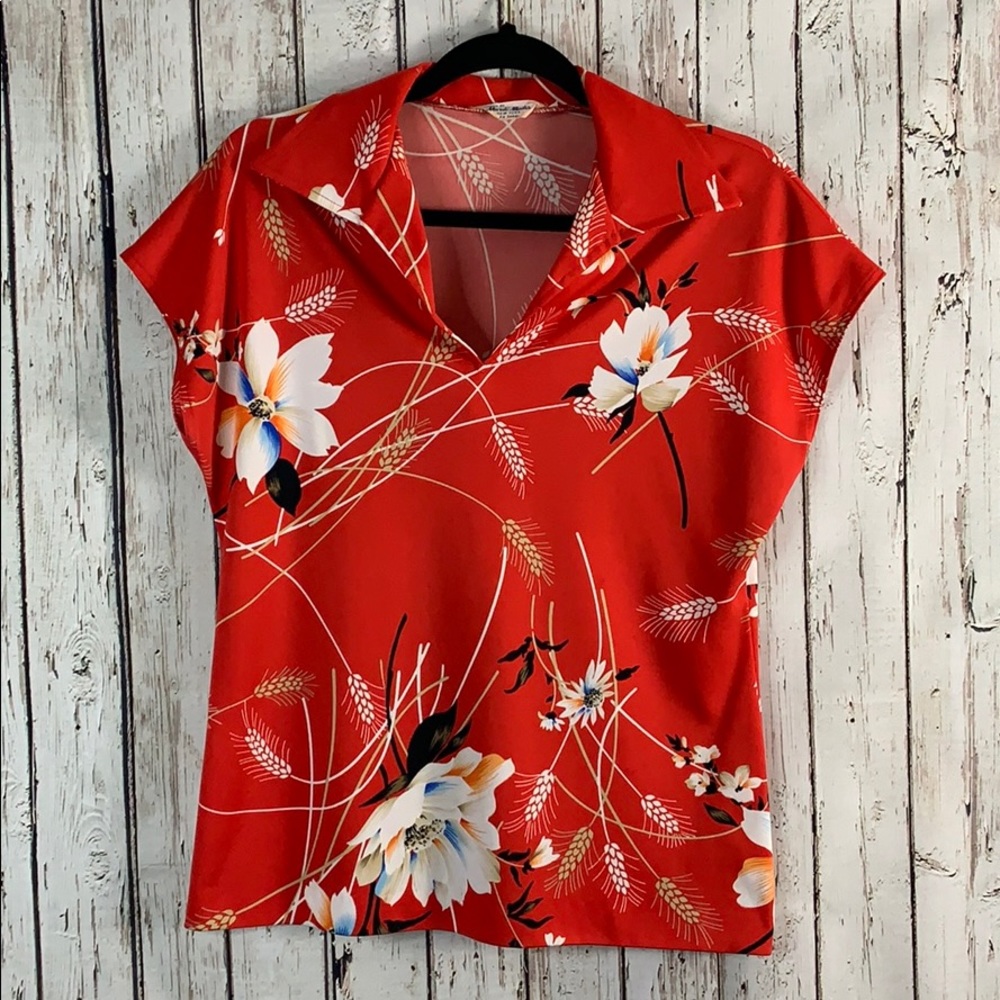 Floral Red Blouse